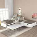 White Modern Twin Size L-Shaped Platform Bed With Trundle And Drawers For Bedroom