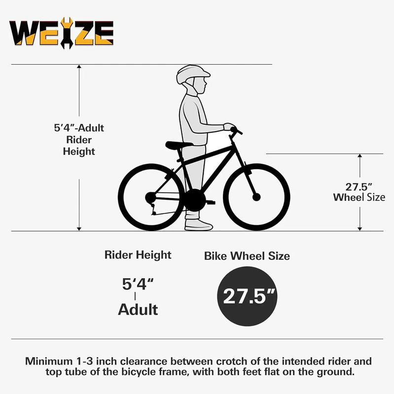 Weize Mountain Bike 26 27.5 In. Outdoor Hybrid Bikes 18-Speed High-Carbon Steel Full Suspension