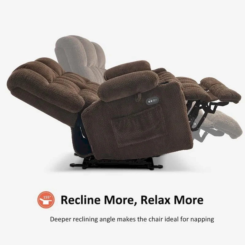 MCombo Power Loveseat Recliner, Electric Reclining Loveseat Sofa With Heat And Vibration, Cupholders, USB Charge Ports RS6314