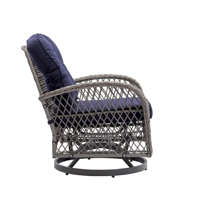 3 Pieces Outdoor Swivel Rocker Patio Chairs, 360 Degree Rocking Patio Conversation Set