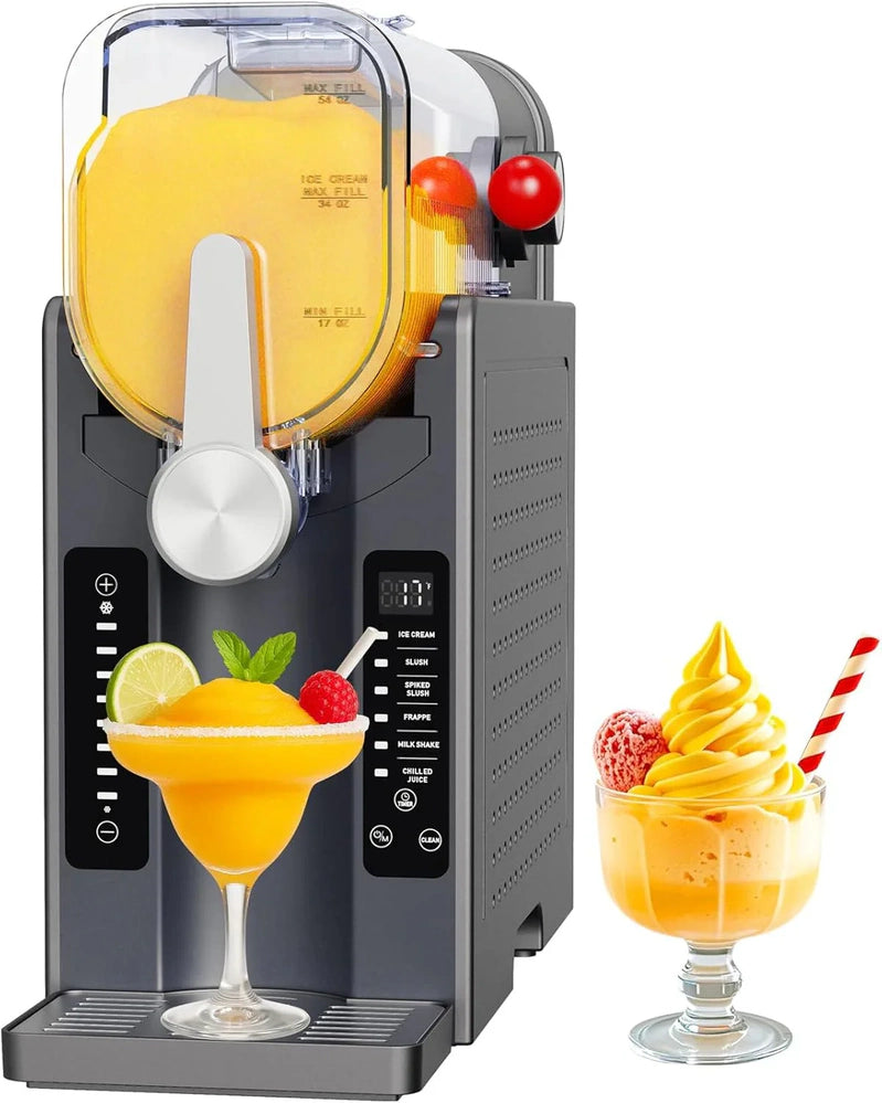 Slushie Machine, No Ice Needed All-in-One Slushy Maker For Home, Real-Time Temp Display, Auto-Clean, 6 Preset, Frozen Margaritas, Cocktails