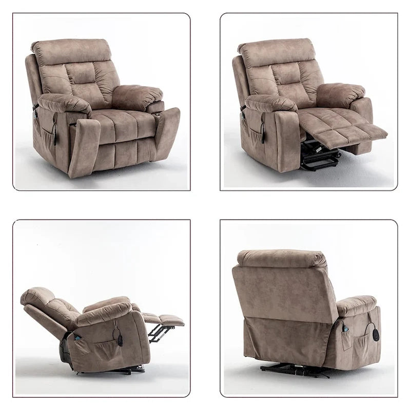 Large Electric Massage Lift Recliner With Heat, Hidden Cup Holder