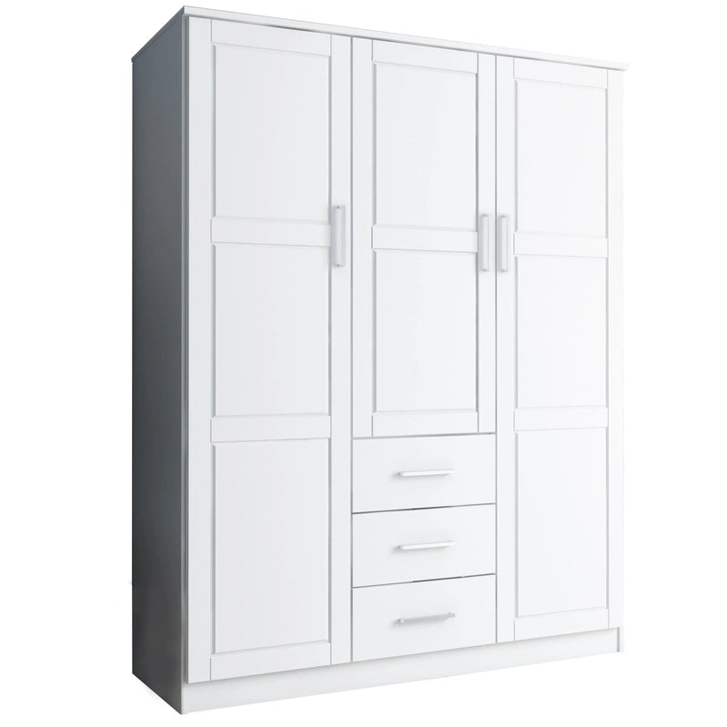 Palace Imports 100% Solid Wood Cosmo 3-Door Wardrobe Armoire With Solid Wood Or Mirrored Doors