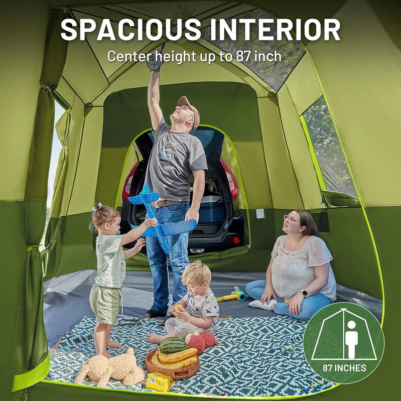 Timber Ridge 5-9 Person SUV Tent With Screen Porch And Awning For Family Camping, Weather Resistant And Portable Van Or Car Tent