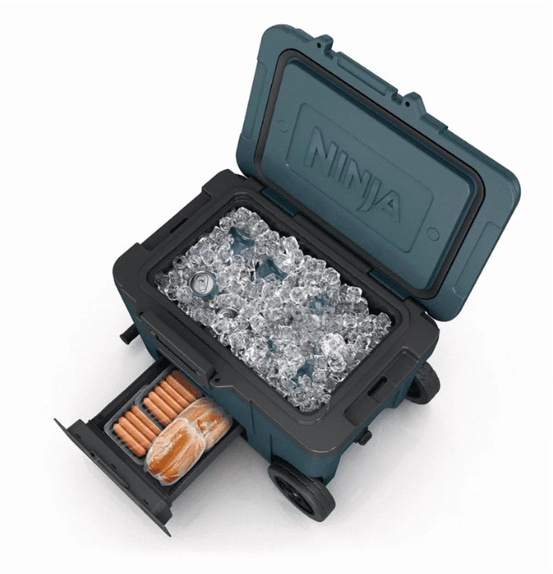 Ninja, Cooler, FrostVault 45QT Cooler With Wheels, Insulated With Temp Dry Storage Drawer, Keeps Ice Cold For Days, For The Beach, Camping, FB245AOB