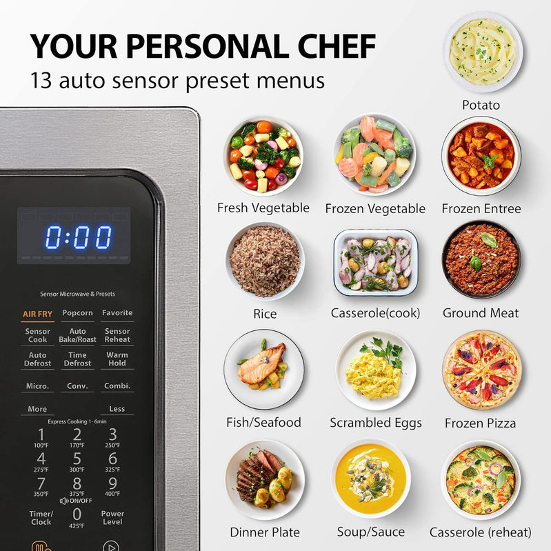 Toshiba 4-in-1 ML-EC42P, SS Countertop Microwave Oven, Smart Sensor, Convection, Air Fryer Combo, Mute Function