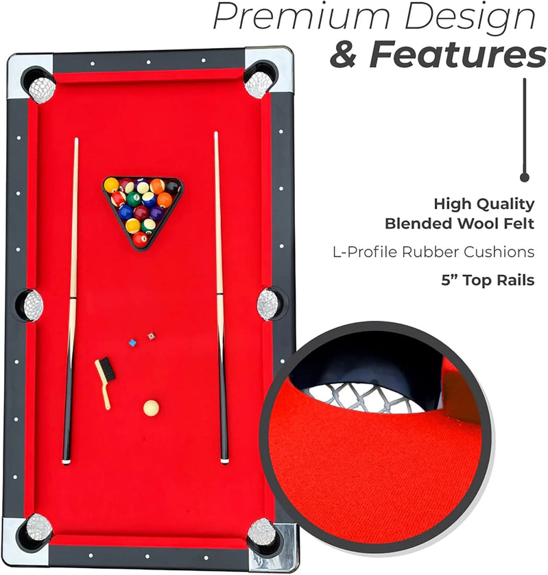 Hathaway Fairmont 6 Ft. Portable Pool Table, Adults Folding Billiards Tables For Game Room With Easy Foldable Storage