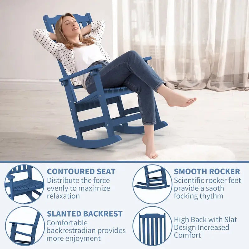 Vrakae 2 Pcs Patio All Weather Resistant High Back Rocking Chair
