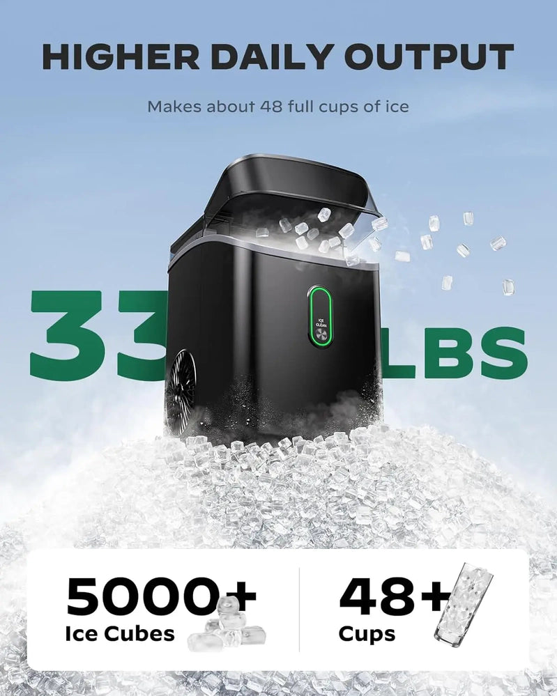 Silonn Nugget Ice Maker Countertop, Pebble Ice Maker With Soft Chewable Ice, One-Click Operation Ice Machine With Self-Cleaning