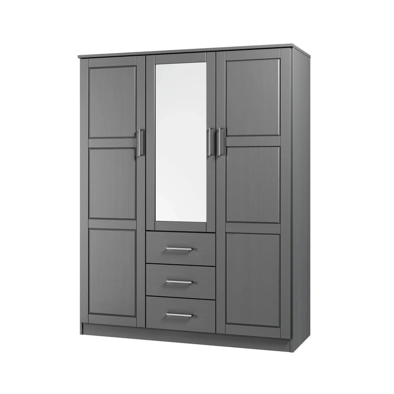 Palace Imports 100% Solid Wood Cosmo 3-Door Wardrobe Armoire With Solid Wood Or Mirrored Doors
