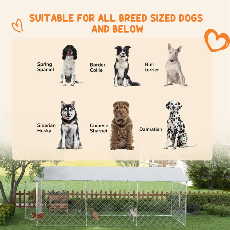 PawHut 19.7' x 7.5' x 7.5' Outdoor Dog Kennel With Waterproof Roof