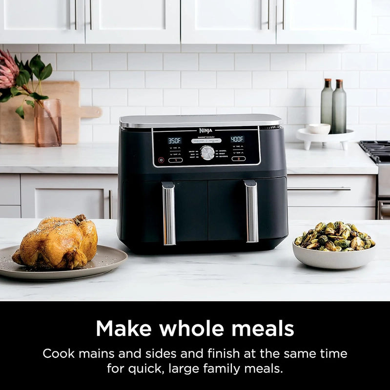 Ninja Foodi 10QT 6-in-1 DualZone Smart XL Air Fryer, 2 Independent 5QT Baskets, Smart Cook Thermometer, Match Cook, Smart Finish, Air Fry, DZ550