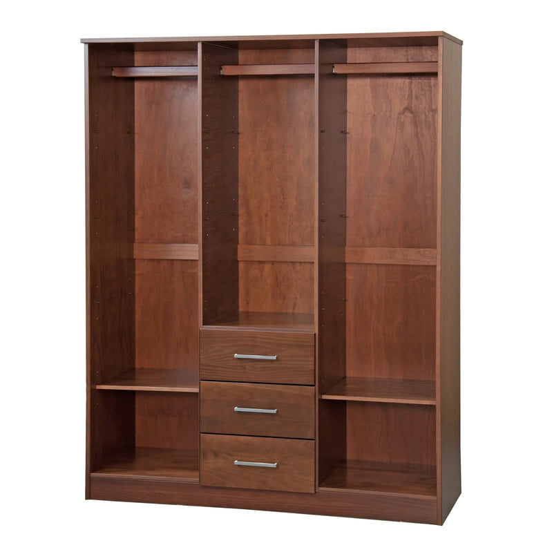Palace Imports 100% Solid Wood Cosmo 3-Door Wardrobe Armoire With Solid Wood Or Mirrored Doors