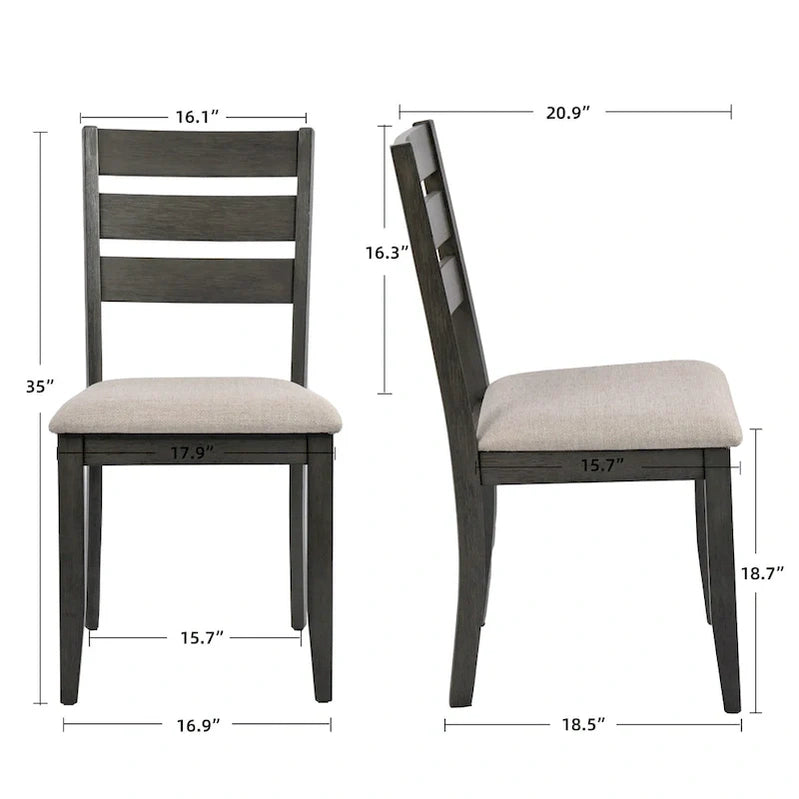 5-Piece Solid Wood 47L Dining Table Sets, 1 Table Plus 4 Slat Back Chairs