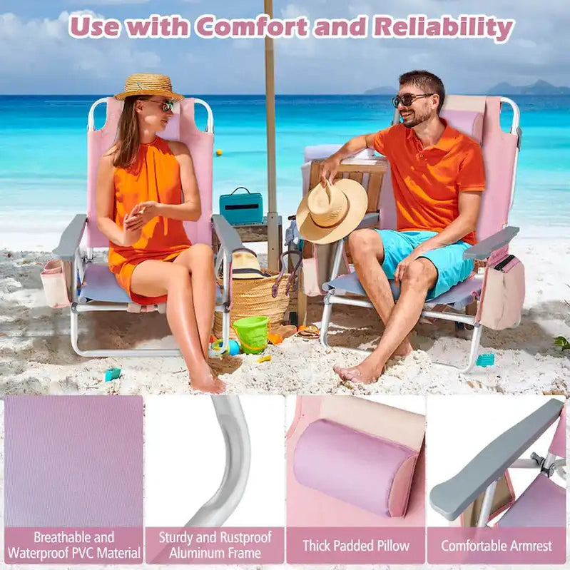 Costway 4-Pack Folding Backpack Beach Chair 5-Position Outdoor, See Details