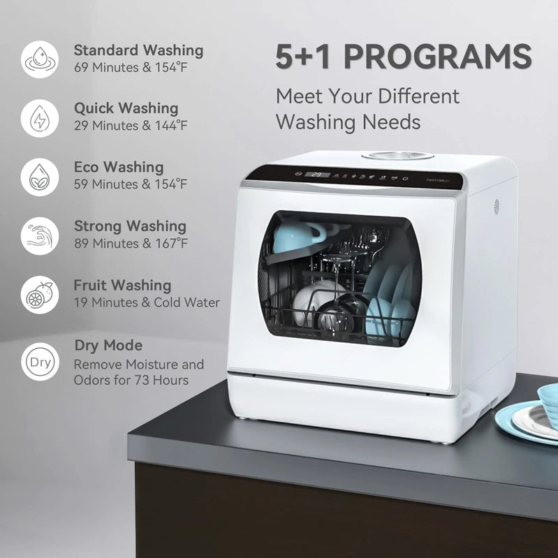 Hermitlux Countertop Dishwasher With 5-Liter Built-In Water Tank