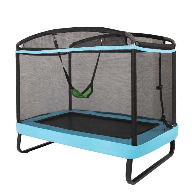 6 Ft. Kids Trampoline With Swing And Safety Fence, Astm Approved Toddler Rectangle Trampoline For 3-8 Year Old