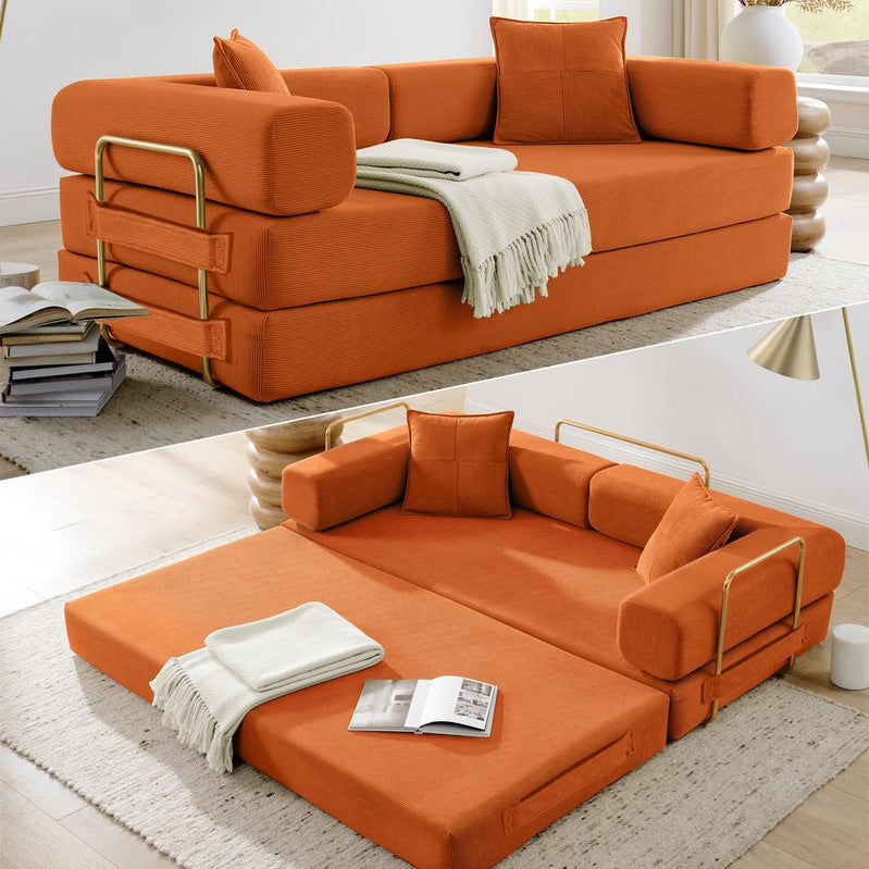 Hanxin 78 In. Convertible Sleeper Sofa Bed, Folding Floor Mattress Couch