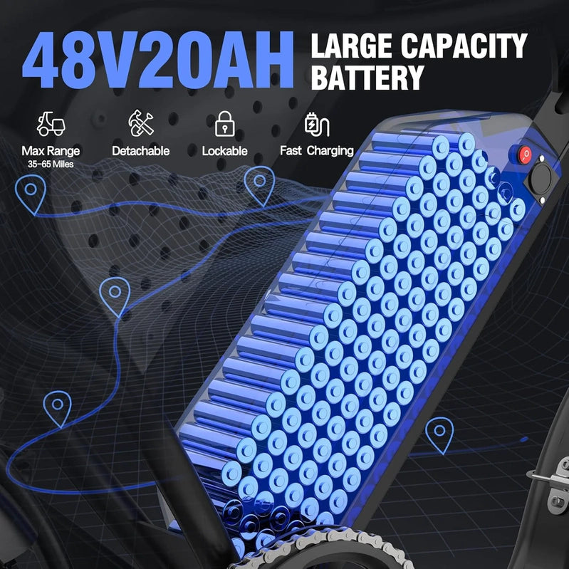 Electric Bike Q20, 2000W, 52V, 30-180 Miles, All-Terrain Fat Bike For Adults