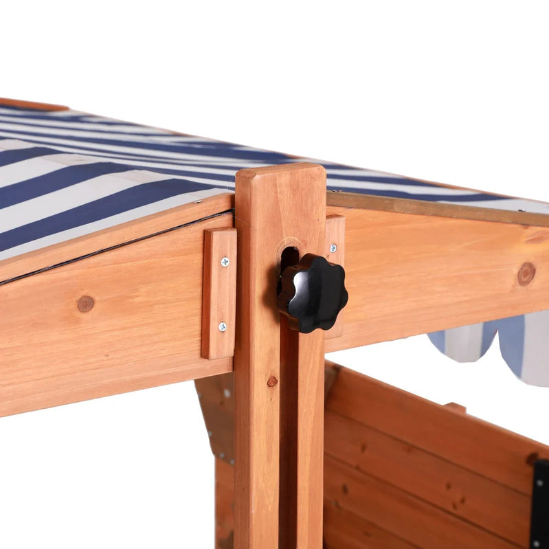 Adjustable Canopy Wooden Kids Sandpit w/Cover, Extras, Keezi