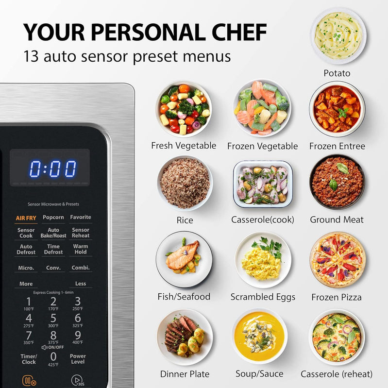 Toshiba 4-in-1 ML-EC42P, SS Countertop Microwave Oven, Smart Sensor, Convection, Air Fryer Combo, Mute Function