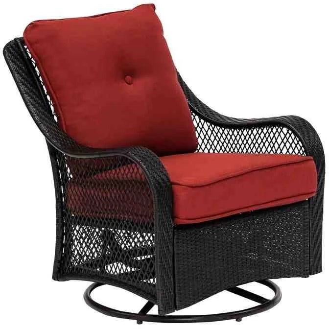 5-piece Steel Patio Fire Pit Seating Set With Navy Blue Cushions, Swivel Gliders And Square Fire Pit Table