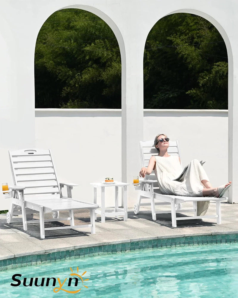 Lounge Chair Outdoor, Chaise Lounge, HDPE 6-Position Outdoor Chaise Lounge