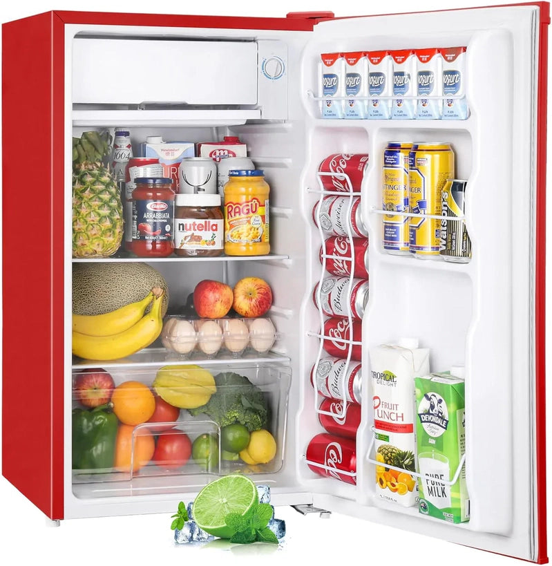 Upstreman 3.2 Cu. Ft. Mini Fridge Freezer Single Door Fridge Dorm Fridge Adjustable Thermostat