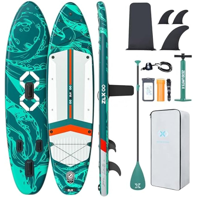 Zlx 11'6 In. Extra Wide Inflatable Stand Up Paddle Board Sup, Stable Non-Slip Deck Pad