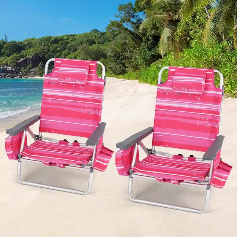 Costway 4-Pack Folding Backpack Beach Chair 5-Position Outdoor, See Details