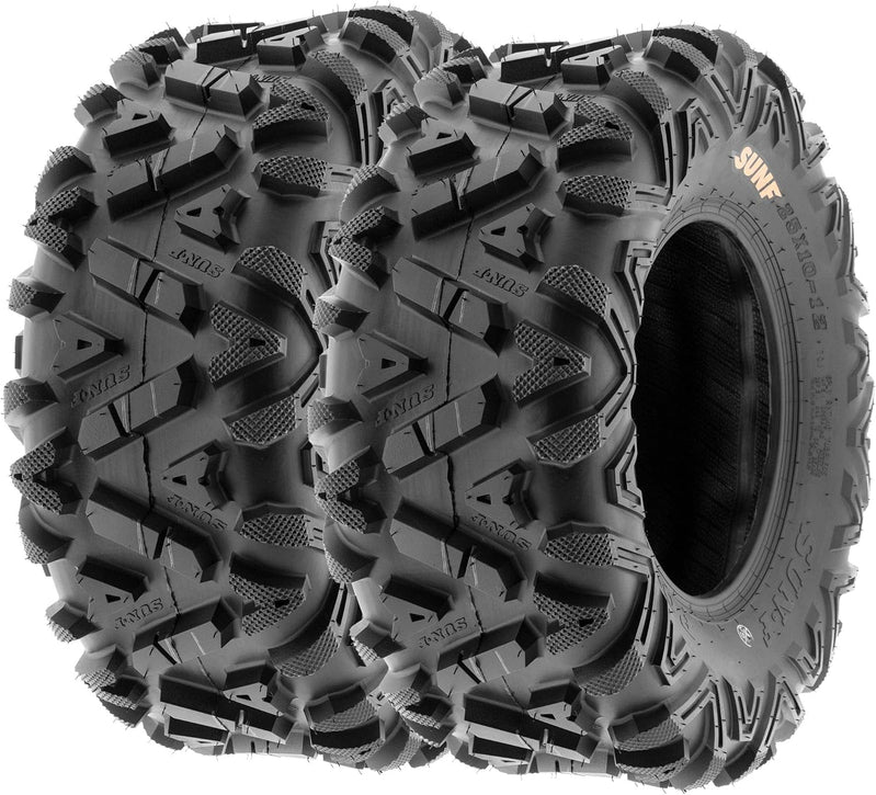 Set Of 4 ATV UTV All-Terrain Tires 25x8-12 Front And 25x10-12 Rear, 6 Pr, Tubeless A033