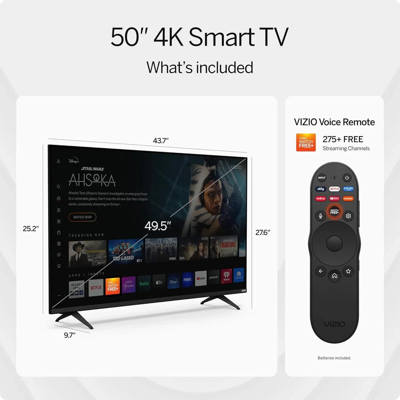 Vizio 50 4K HDR Smart TV, Dolby Vision HDR/HDR10 Plus, WiFi 6 C, Refurbished