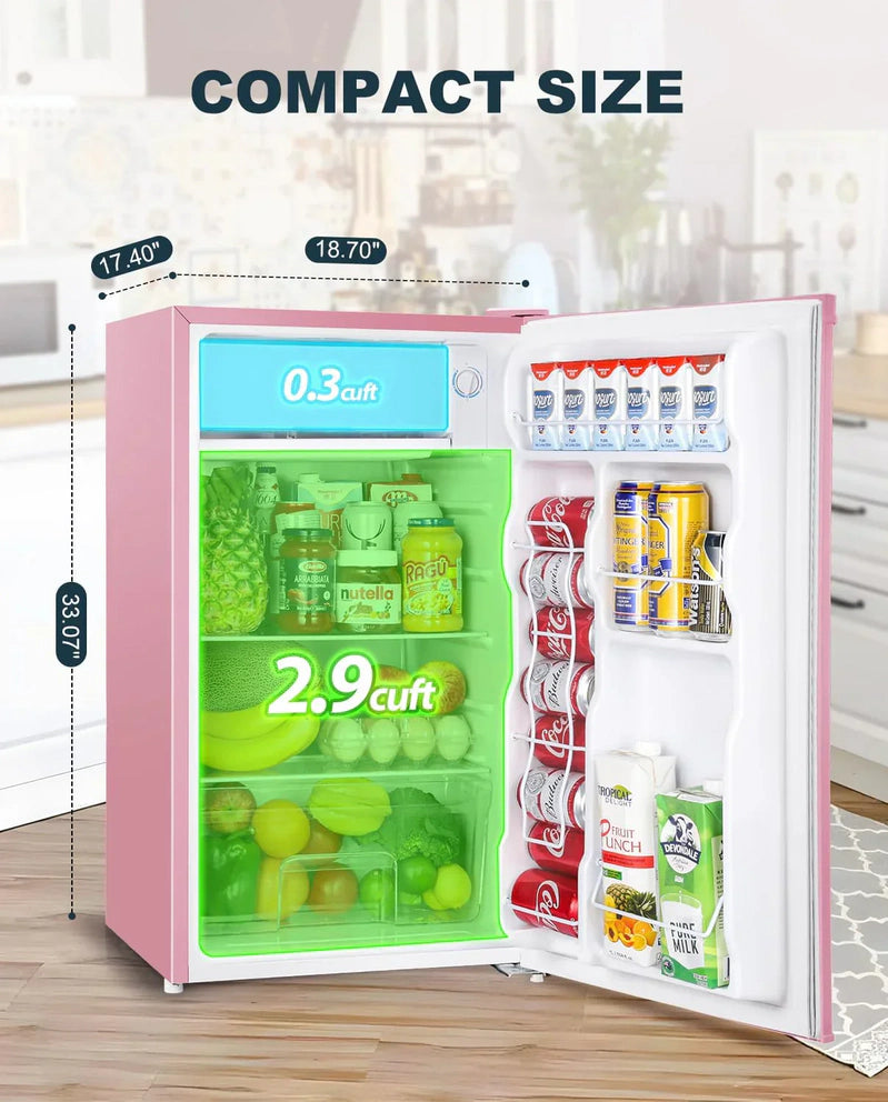 Upstreman 3.2 Cu. Ft. Mini Fridge Freezer Single Door Fridge Dorm Fridge Adjustable Thermostat