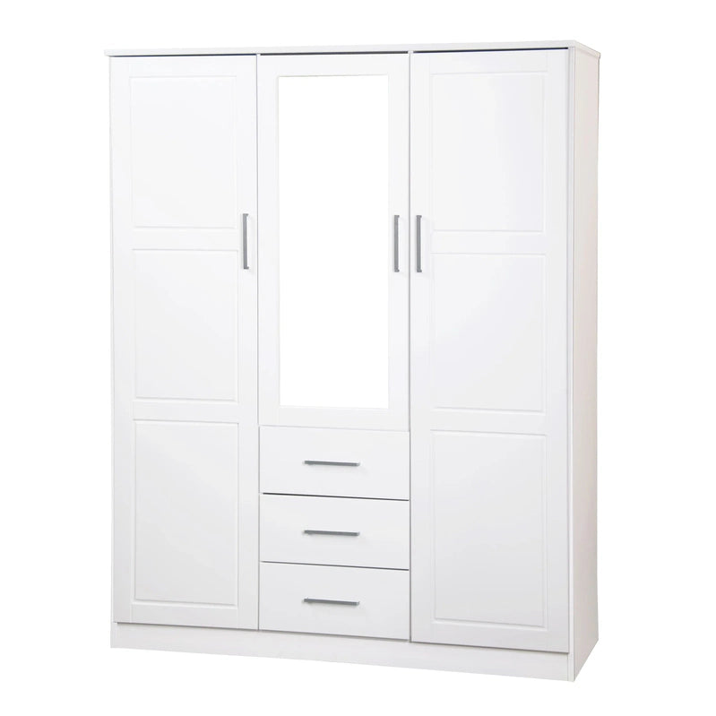 Palace Imports 100% Solid Wood Cosmo 3-Door Wardrobe Armoire With Solid Wood Or Mirrored Doors