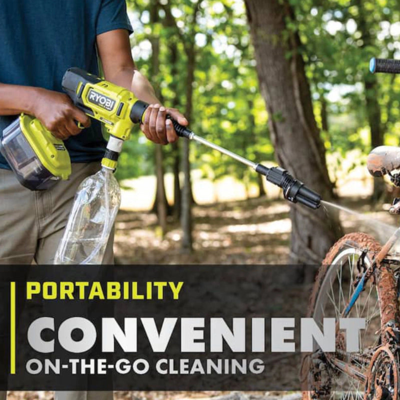 Ryobi One Plus HP 600 PSI At 0.7 Gpm 18V Cordless Electric Cold Water Power Cleaner, 20 Ft. Siphon Hose