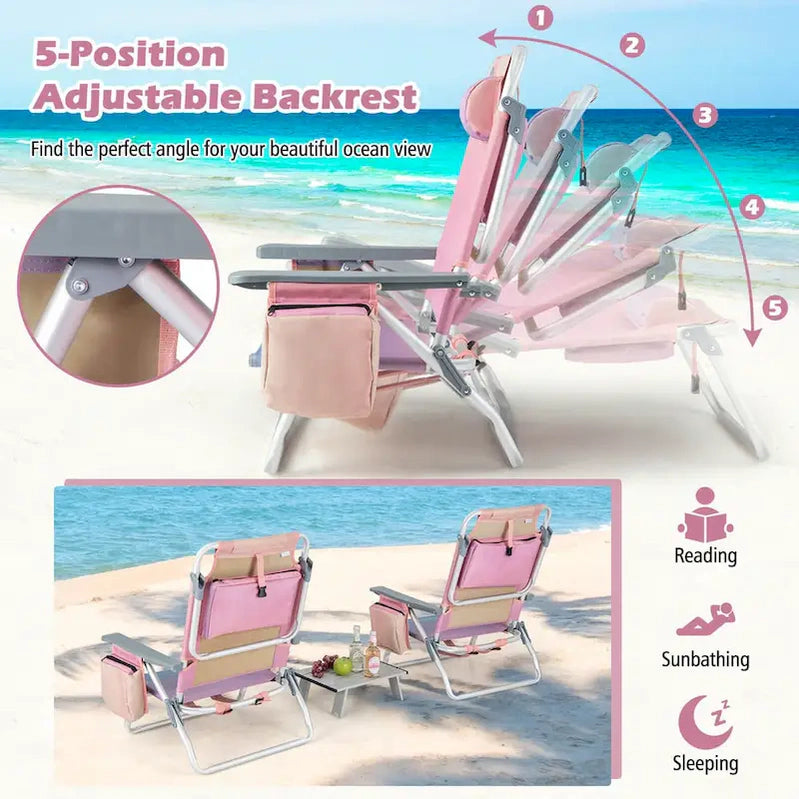 Costway 4-Pack Folding Backpack Beach Chair 5-Position Outdoor, See Details