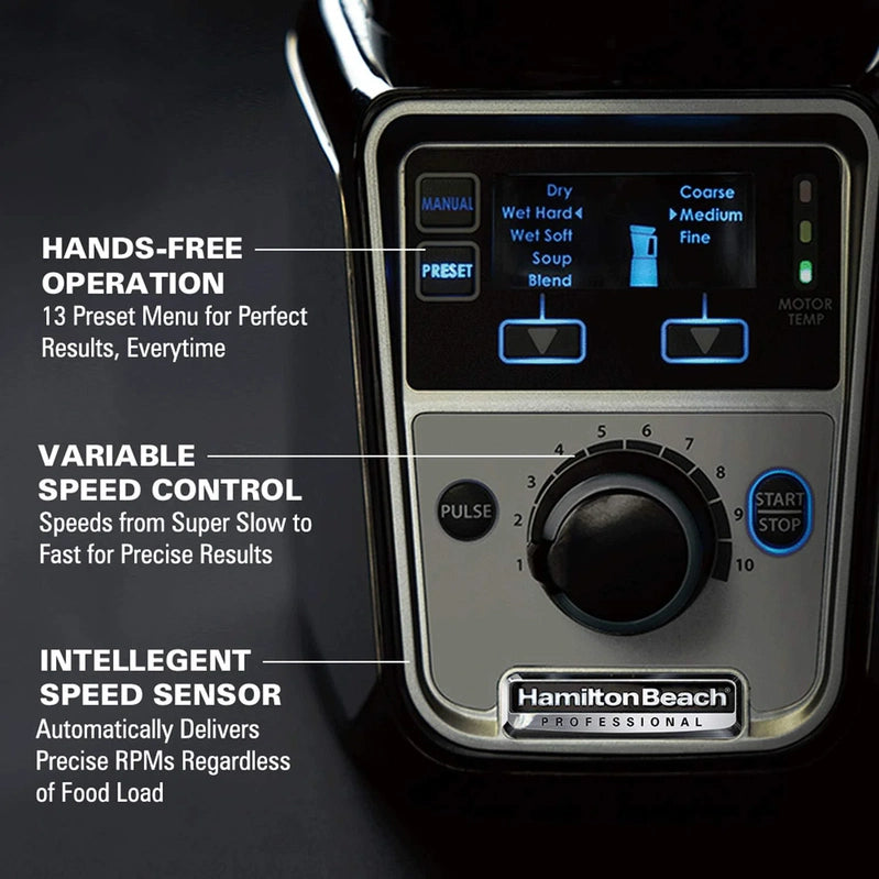 Hamilton Beach Professional 4-in-1 Juicer Mixer Grinder, Commercial-Grade 1400 Watt Motor, 120V, 3 Leakproof Jars, For Wet And Dry Spices, 58770