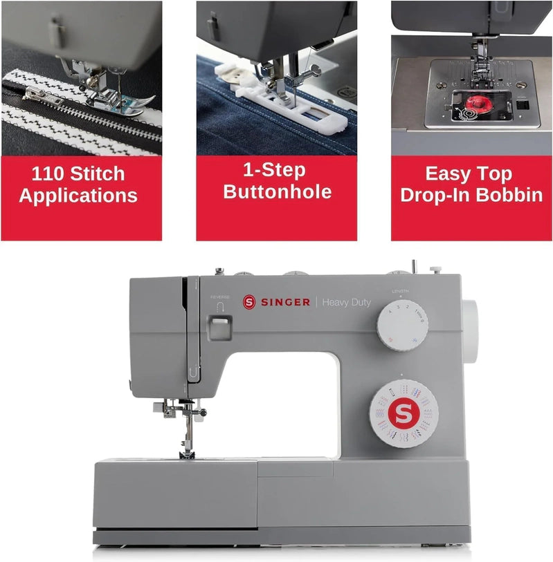 Singer Heavy Duty 4452 High Speed Sewing Machine With Accessory Kit, Strong Motor With Enhanced Piercing Power, 110 Stitch Applications