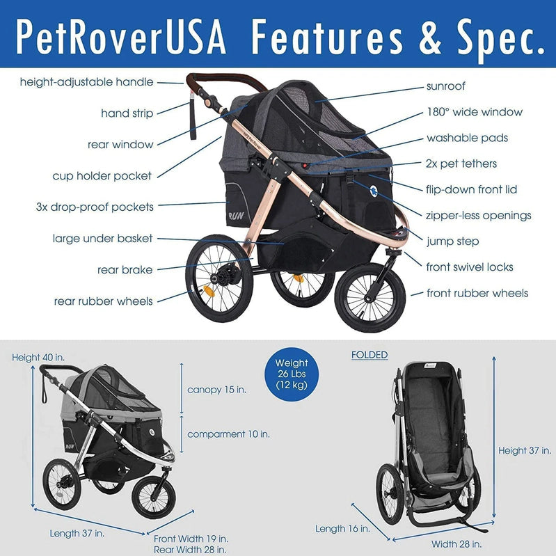 Jogging Sports Stroller With Comfort Rubber Wheels/Zipper-Less Entry/1-Hand Quick Fold/Aluminum Frame For Small/Medium Dogs, Cats And Pets, Green Camo