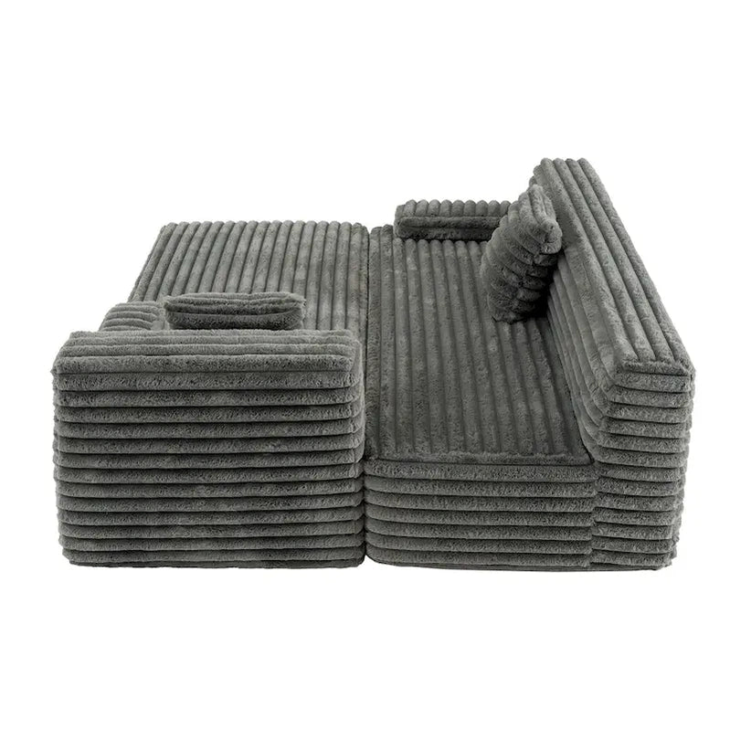 Cloud Sectional Sofa, Modern Upholstered Couch With 2 Throw Pillows, Free-Combined Sofa, Modular Sectional L Shaped Couch