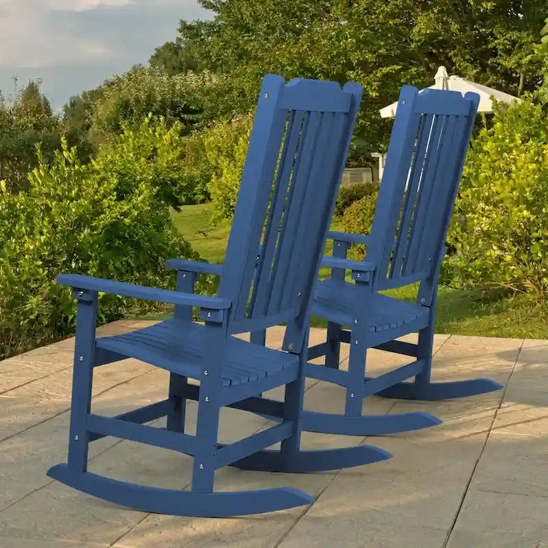Vrakae 2 Pcs Patio All Weather Resistant High Back Rocking Chair
