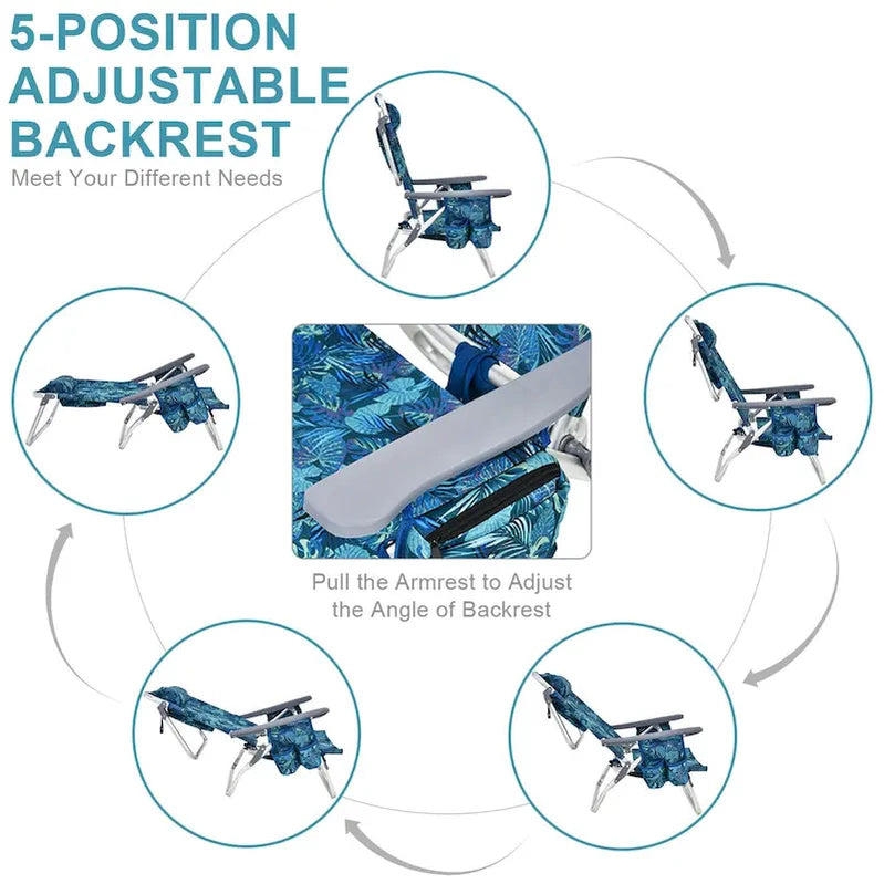 Costway 4-Pack Folding Backpack Beach Chair 5-Position Outdoor, See Details