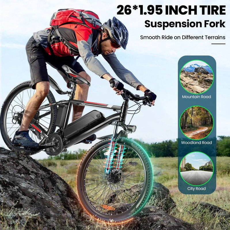 500W Electric Bike 26 In. Electric Bicycle For Adults With Cruise Control System Ebike