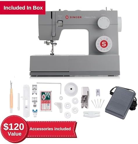 Singer Heavy Duty 4452 High Speed Sewing Machine With Accessory Kit, Strong Motor With Enhanced Piercing Power, 110 Stitch Applications