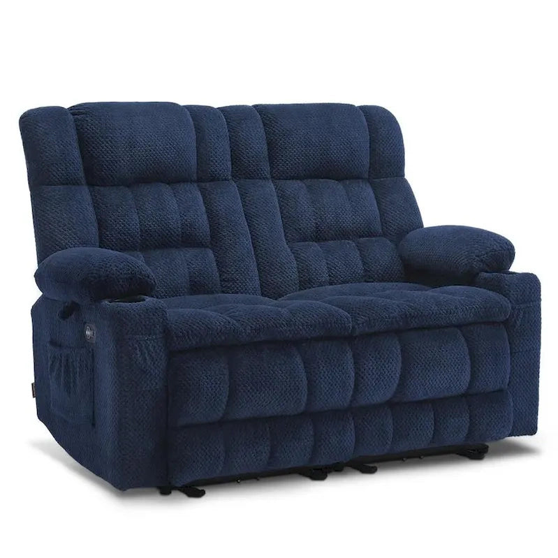 MCombo Power Loveseat Recliner, Electric Reclining Loveseat Sofa With Heat And Vibration, Cupholders, USB Charge Ports RS6314