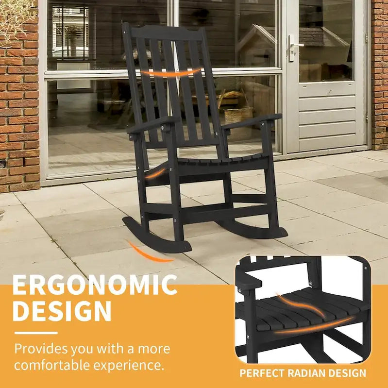Vrakae 2 Pcs Patio All Weather Resistant High Back Rocking Chair