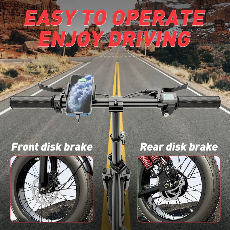 T1 Electric Bike For Adults 1200W Motor, 31MPH, 48V 20Ah Folding E-Bike