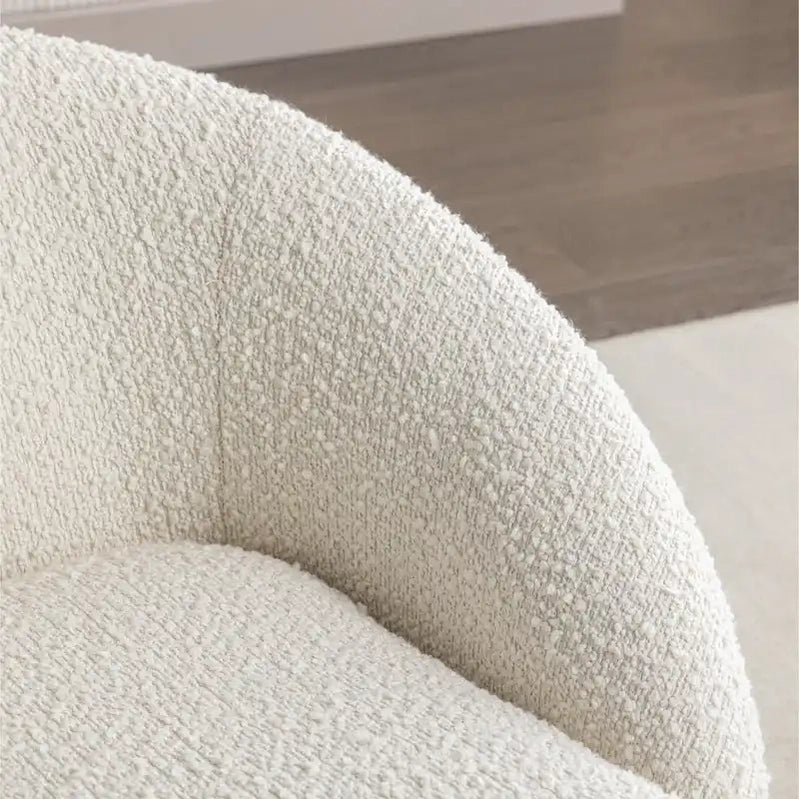 Swivel Barrel Chair, 360 Degree Rotation, Boucle Fabric