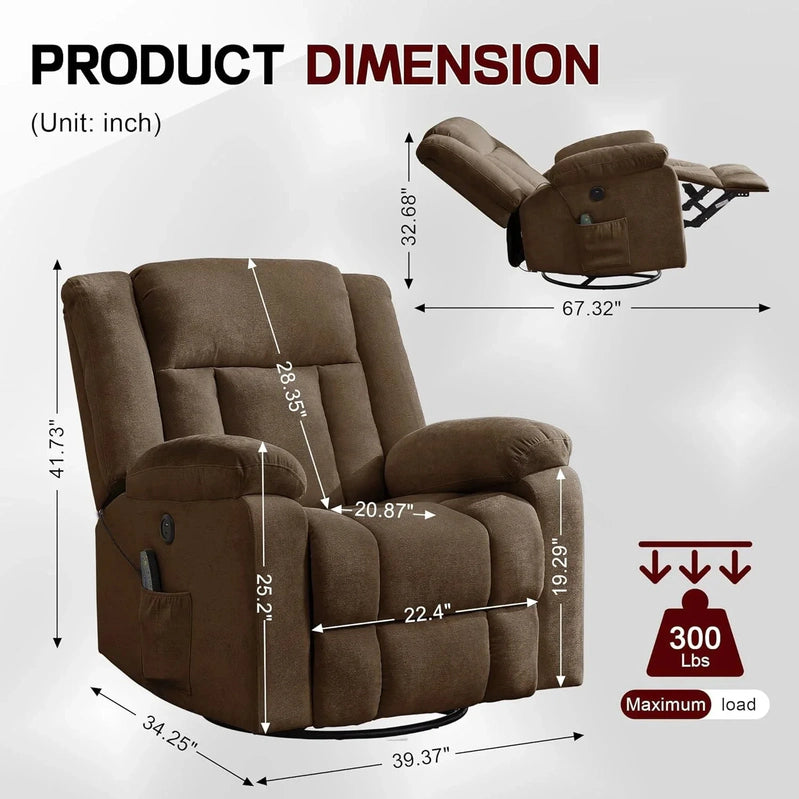 Rocker Recliner Glider Recliner Chairs For Adults 360 Degree Swivel Rocking Chair