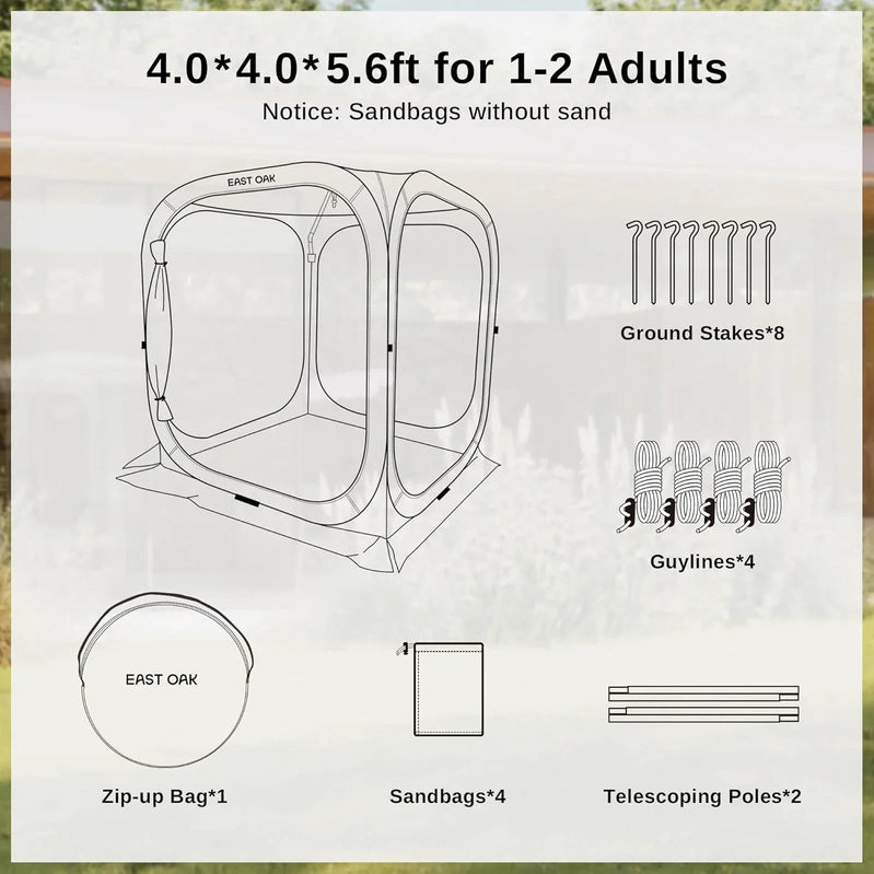 East Oak Screen House Tent Pop-Up Portable Screen Room Canopy Instant Screen Tent 10 x 10 Ft